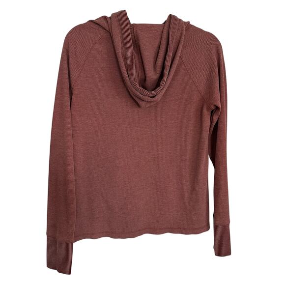 prAna Waffle Knit Hoodie Pullover Sweatshirt Women’s Small Mauve Organic Cotton - Picture 4 of 9